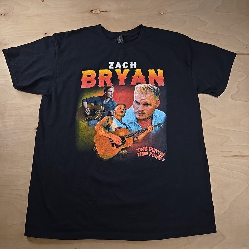 Zach Bryan Quittin Time Tour 24 Shirt Mens L Black Concert Graphic Music Tee